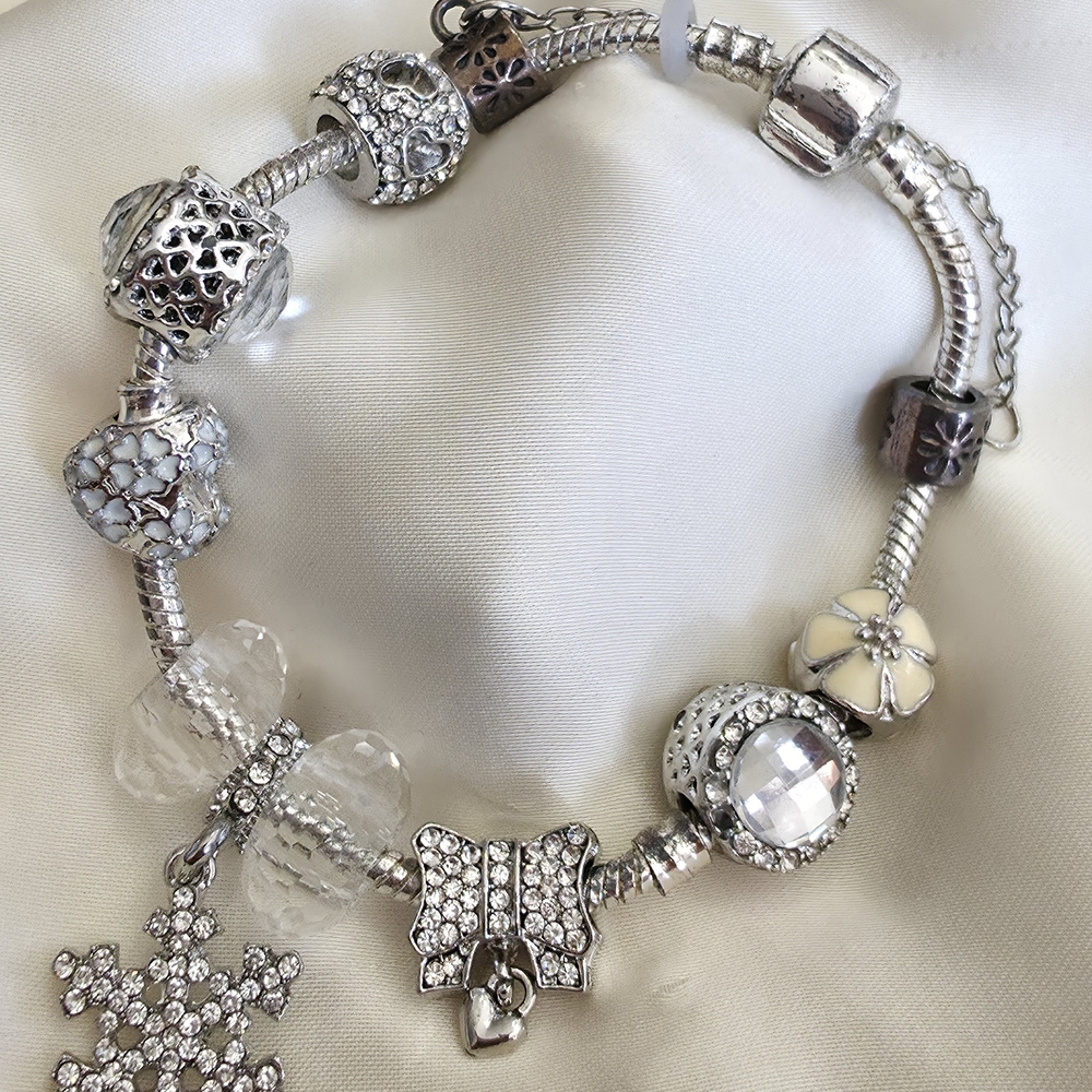 Austrian Crystal Silver Charm Bracelet